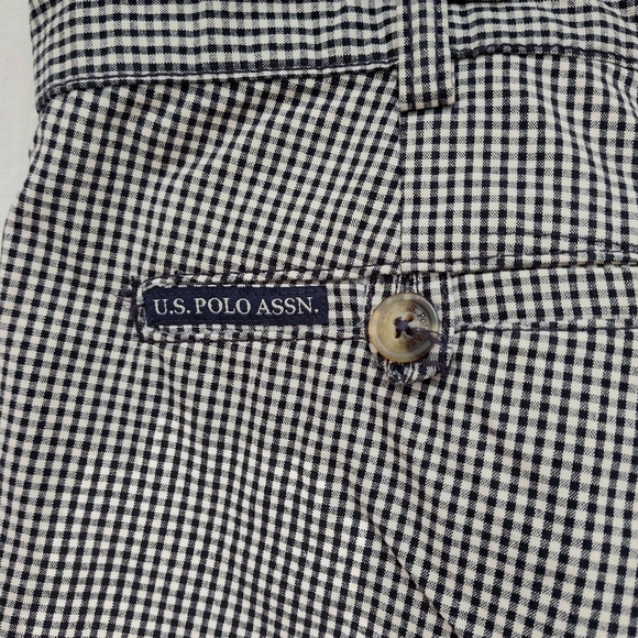 US Polo Assn men's checkered shorts plaid summer boat casual black white cotton - Picture 7 of 11